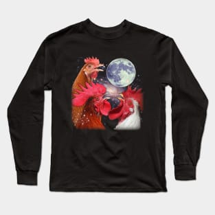 Feathered Flock Chicken The Moon, Trendy Tee for Poultry Devotees Long Sleeve T-Shirt